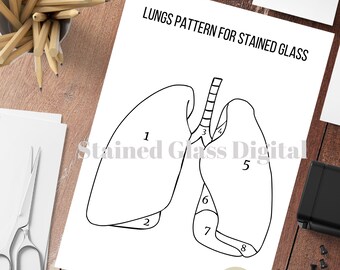 Lungs Pattern for Stained Glass, Stained Glass Pattern, Lungs Pattern, DIY Stained Glass, Modern Stained Glass, Digital Pattern, PDF Pattern