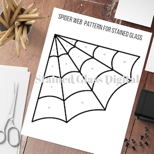 Stained Glass Spider Web Pattern, Fall Suncatcher Template, Autumn Stain Glass PDF JPG SVG image 3