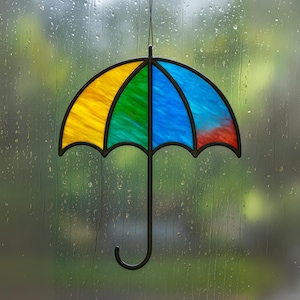 Umbrella Pattern for Stained Glass, Beginner Friendly Stained Glass Template, Modern Stained Glass Design, PDF Pattern for DIY Crafts