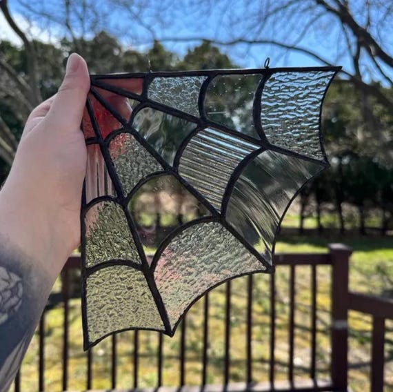 Stained Glass Spider Web Pattern, Fall Suncatcher Template, Autumn Stain Glass PDF JPG SVG