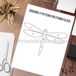 Beginner Friendly Dragonfly Pattern for Stained Glass, Stained Glass Pattern, Dragonfly Stained Glass, Modern Stained Glass, PDF Pattern