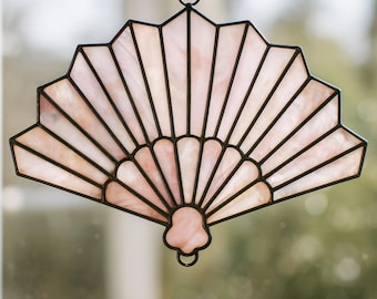 Fan Spread Stained Glass Pattern PDF SVG, DIY Suncatcher Fan Template, Modern Stained Glass Digital Download for Craft Projects