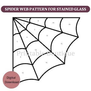 Stained Glass Spider Web Pattern, Fall Suncatcher Template, Autumn Stain Glass PDF JPG SVG image 4