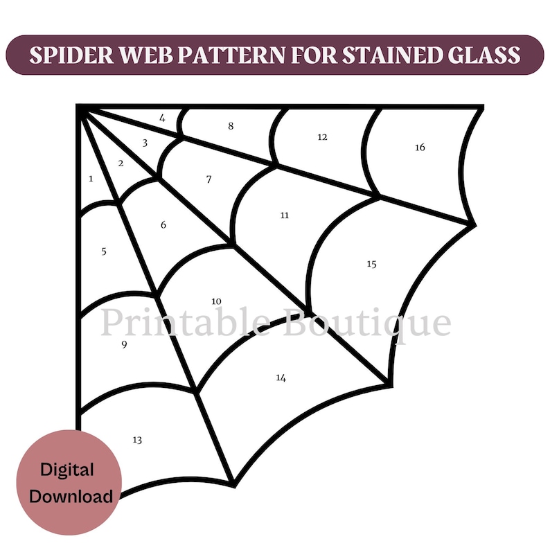 Stained Glass Spider Web Pattern, Fall Suncatcher Template, Autumn Stain Glass PDF JPG SVG image 4