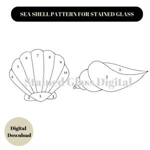 Sea Shell Pattern for Stained Glass, Stained Glass Pattern, Sea Shell Stained Glass, Modern ...