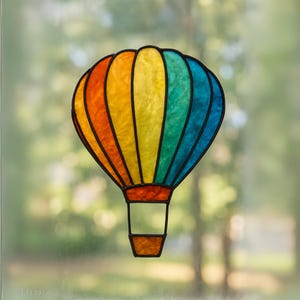 Wzór balonu na ogrzane powietrze do witrażu, wzór witrażu, wzór balonu na ogrzane powietrze, nowoczesny witraż, wzór cyfrowy