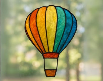 Patroon heteluchtballon voor glas in lood, patroon van glas in lood, patroon van heteluchtballon, modern glas in lood, digitaal patroon