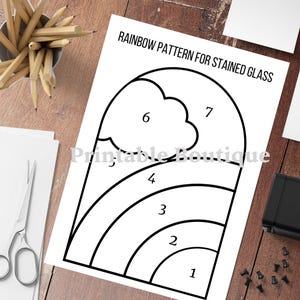 Rainbow Pattern for Stained Glass, Beginner Friendly Stained Glass Template, Modern Stained Glass Design, PDF Pattern for DIY Crafts