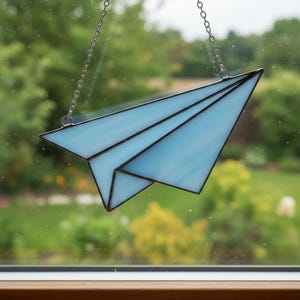 Modèle d'avion en origami adapté aux débutants pour vitrail, modèle de vitrail, modèle d'avion en origami, vitrail moderne, modèle PDF