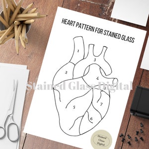 Heart Pattern for Stained Glass, Stained Glass Pattern, Heart Pattern, DIY Stained Glass, Modern Stained Glass, Digital Pattern, PDF Pattern