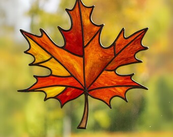 Autumn Leaf Pattern for Stained Glass, Stained Glass Pattern, Autumn Leaf Stained Glass, Modern Stained Glass, Digital Pattern, DIY Pattern
