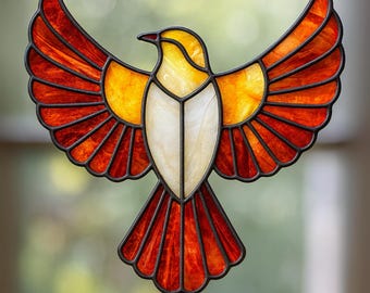 Dove Stained Glass Template, Bird Suncatcher Pattern for DIY Glass Craft Projects, Modern Stained Glass, Stained Glass PDF SVG