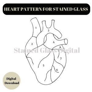 Heart Pattern for Stained Glass, Stained Glass Pattern, Heart Pattern, DIY Stained Glass, Modern Stained Glass, Digital Pattern, PDF Pattern image 2