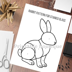 Rabbit Stained Glass Pattern, Beginner Bunny Template for DIY Glass Art, Animal Suncatcher Glass Art PDF, Modern Stained Glass Template
