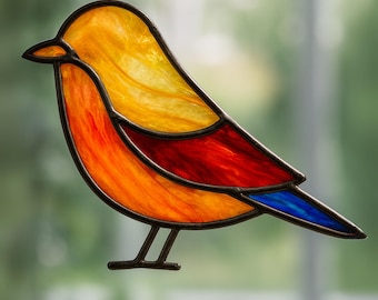 Vogelpatroon voor glas-in-lood, beginnersvriendelijk glas-in-loodontwerp, moderne glas-in-loodsjabloon, pdf-patroon voor doe-het-zelvers