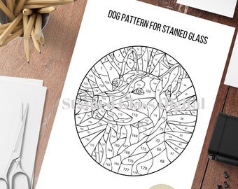 Dog Pattern for Stained Glass, Stained Glass Pattern, Dog Pattern, DIY Stained Glass, Modern Stained Glass, Digital Pattern, PDF Pattern