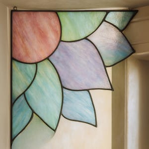 Corner Flower Pattern for Stained Glass, Stained Glass Pattern, Flower Pattern, DIY Stained Glass, Modern Stained Glass, PDF Pattern