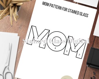 Mom Pattern for Stained Glass, Stained Glass Pattern, Mom Stained Glass, Modern Stained Glass, Digital Pattern, Mother's Day