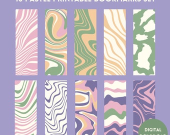 10 marcapáginas imprimibles en tonos pastel, set de marcapáginas, marcapáginas único, marcapáginas bonito, marcapáginas DIY, set de marcapáginas, regalo para lectores, regalo para amantes de los libros