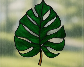 Monstera Leaf Pattern for Stained Glass, Stained Glass Pattern, Monstera Leaf Stained Glass, Modern Stained Glass, Digital Pattern