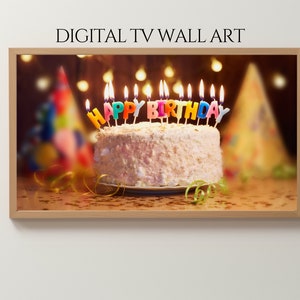Samsung Frame TV アート バースデー フレーム TV アート ハッピーバースデー、Samsung アート TV バースデー パーティー、Samsung Frame のデジタル ダウンロード