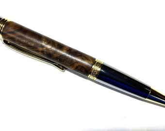 Handcrafted premium ballpoint pen made from Turkish walnut root wood