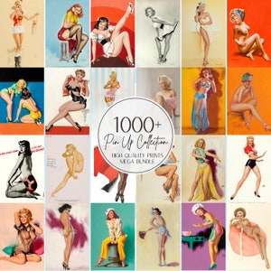 1000+ Vintage Pin Up Girls Illustration Artworks | 300 DPI Printable | High Quality Retro Drawing Home Decor Wall Art | Retro Pin Up Poster