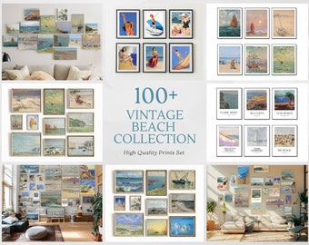 Láminas de arte playero vintage: Colección Verano Costero (Descarga digital)