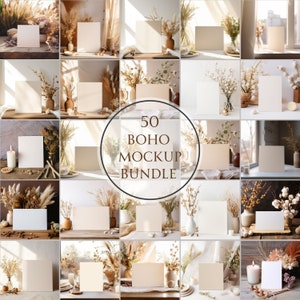 50 Boho Karte Mockup Bundle Rustikale Kunst Karte Mockups Einladungen einladen Stationär Grußkarten Geburtstag Hochzeitskarte JPG Digital Download