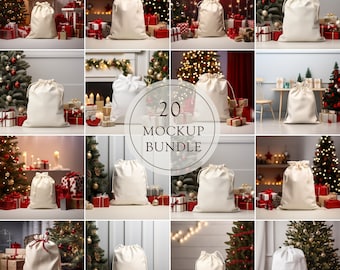 Santa Sack Mockup Bundle: Christmas Canvas Bag (Digital Download)