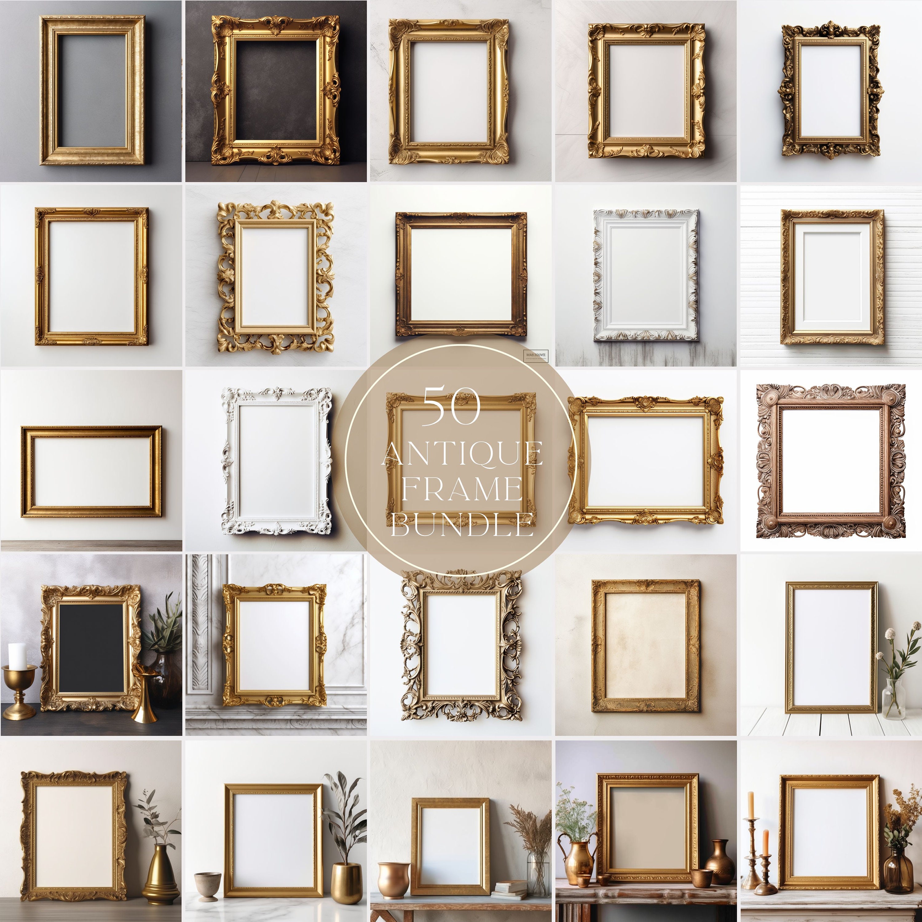 1Pc Picture Frame Glass Picture Frame Creative Photo Holder Photo Frame  (Golden)