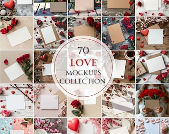 70 Valentines Mockup Bundle: Card & Invitation Mockups (JPG Digital Download)