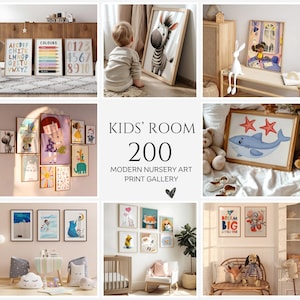 Kids Room Wall Art Prints - 200 Nursery Wall Prints - Colorful Nursery Decor - Calm Baby Posters Set - Gallery Wall - Digital Printable Art