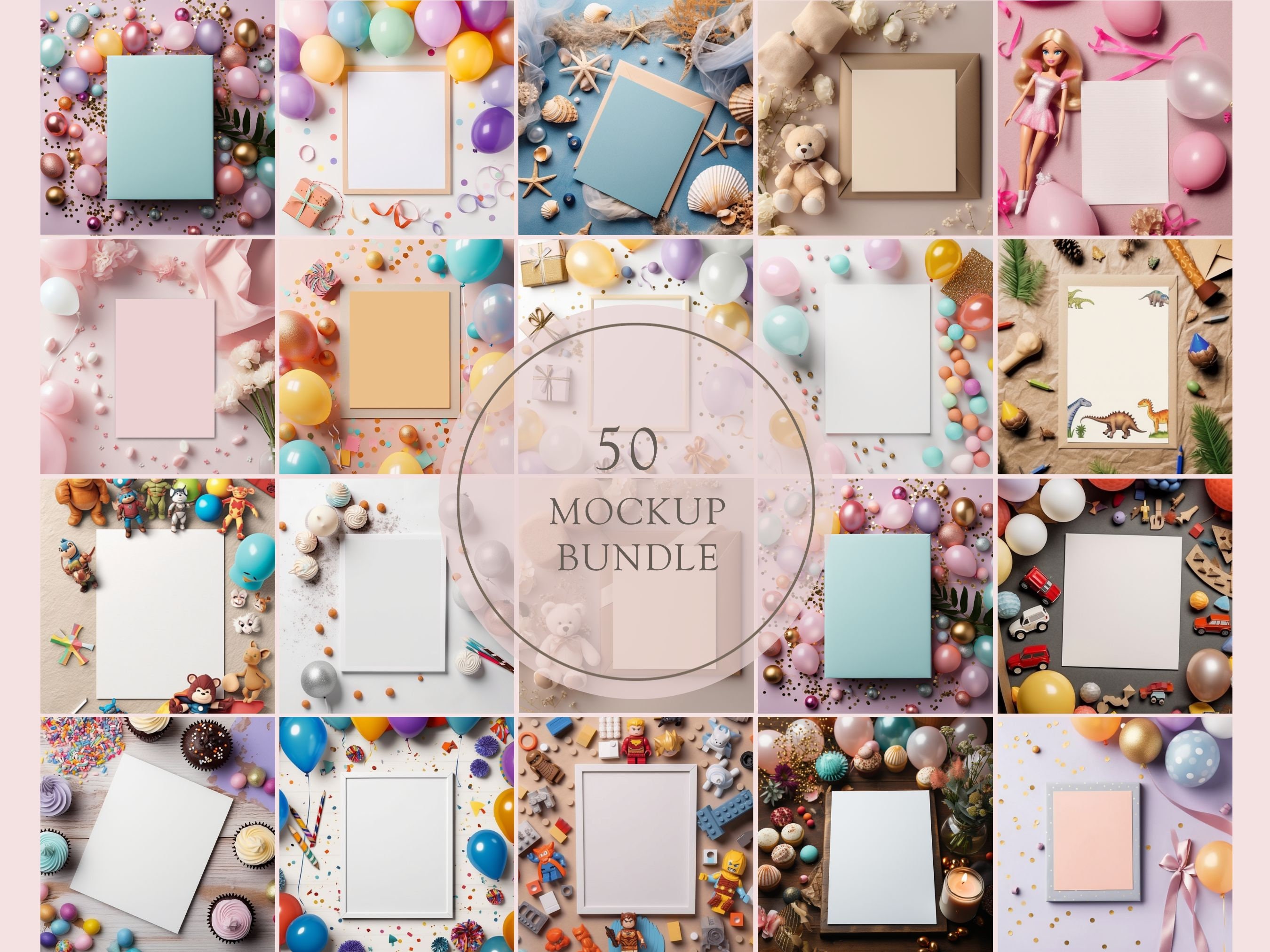 50 x Birthday Card Mockup 5x7 Rustic Art Card Mockups Party Invitations Invite Stationary Greetings Cards Baby Shower Card PNG Digital