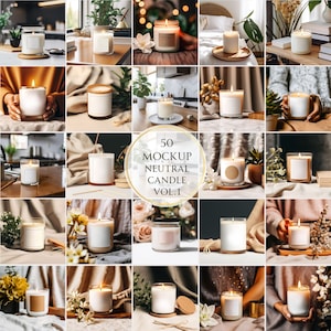 50 Soy Candle Mockup Bundle: White Candle Jar Mockups (JPG Digital Download)