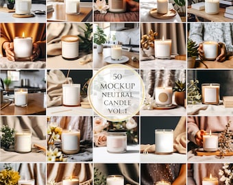 50 Soy Candle Mockup Bundle: White Candle Jar Mockups (JPG Digital Download)