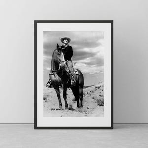 John Wayne Cowboy Print - Vintage Western Black & White Hollywood Decor (Digital Download)