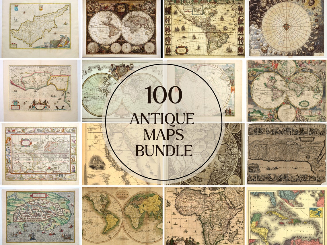 100 Antique World Maps: Vintage Digital Prints (instant Download) - Etsy