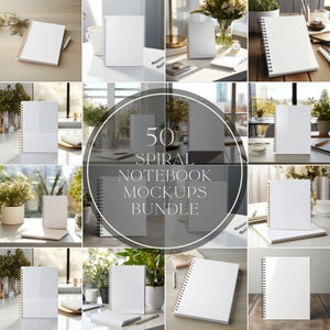 50 spiraal notebook mockup leeg spiraal notebook mockup planner mockup dagboek mockup bundel Boho mockup boek testmodellen PNG digitale download