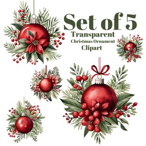 Christmas Clipart, Ornament Clipart for Christmas, Holly Clipart - Etsy