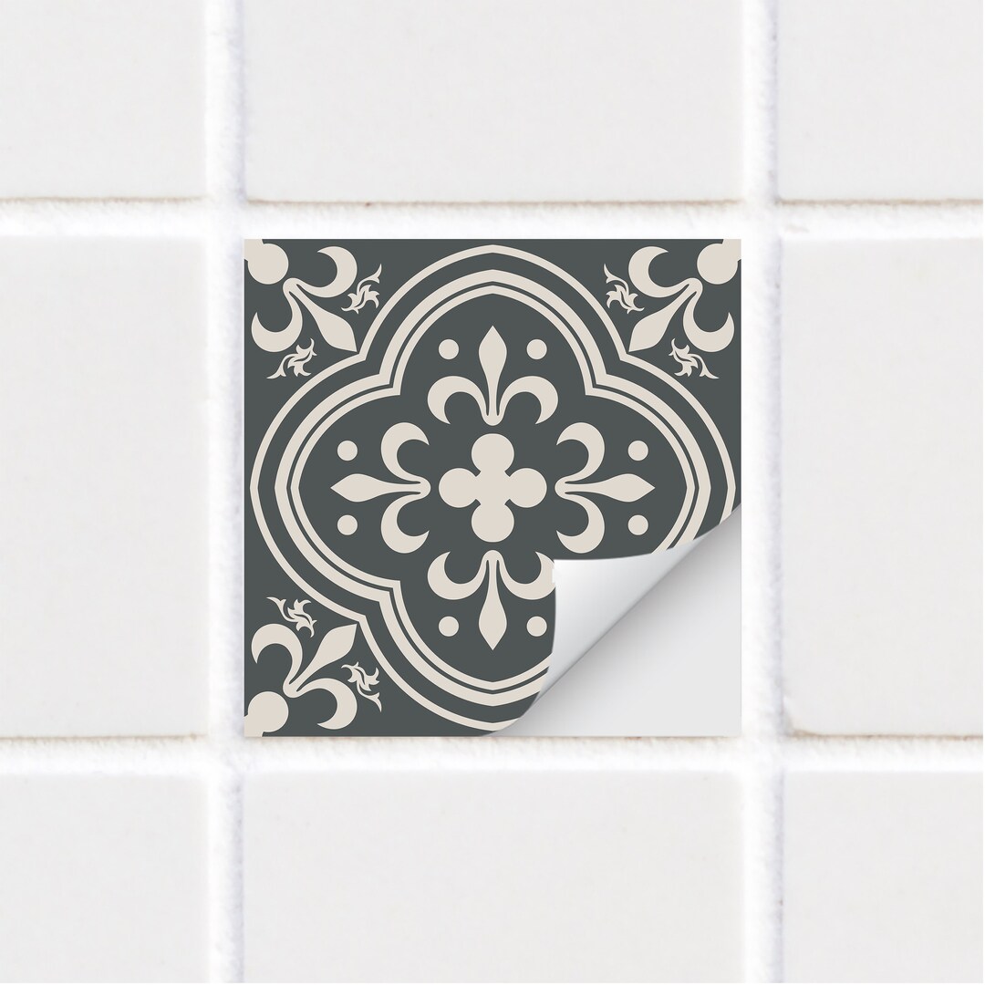 Tile Stickers Vintage off Black & Cream Pattern CFG-003-14 - Etsy