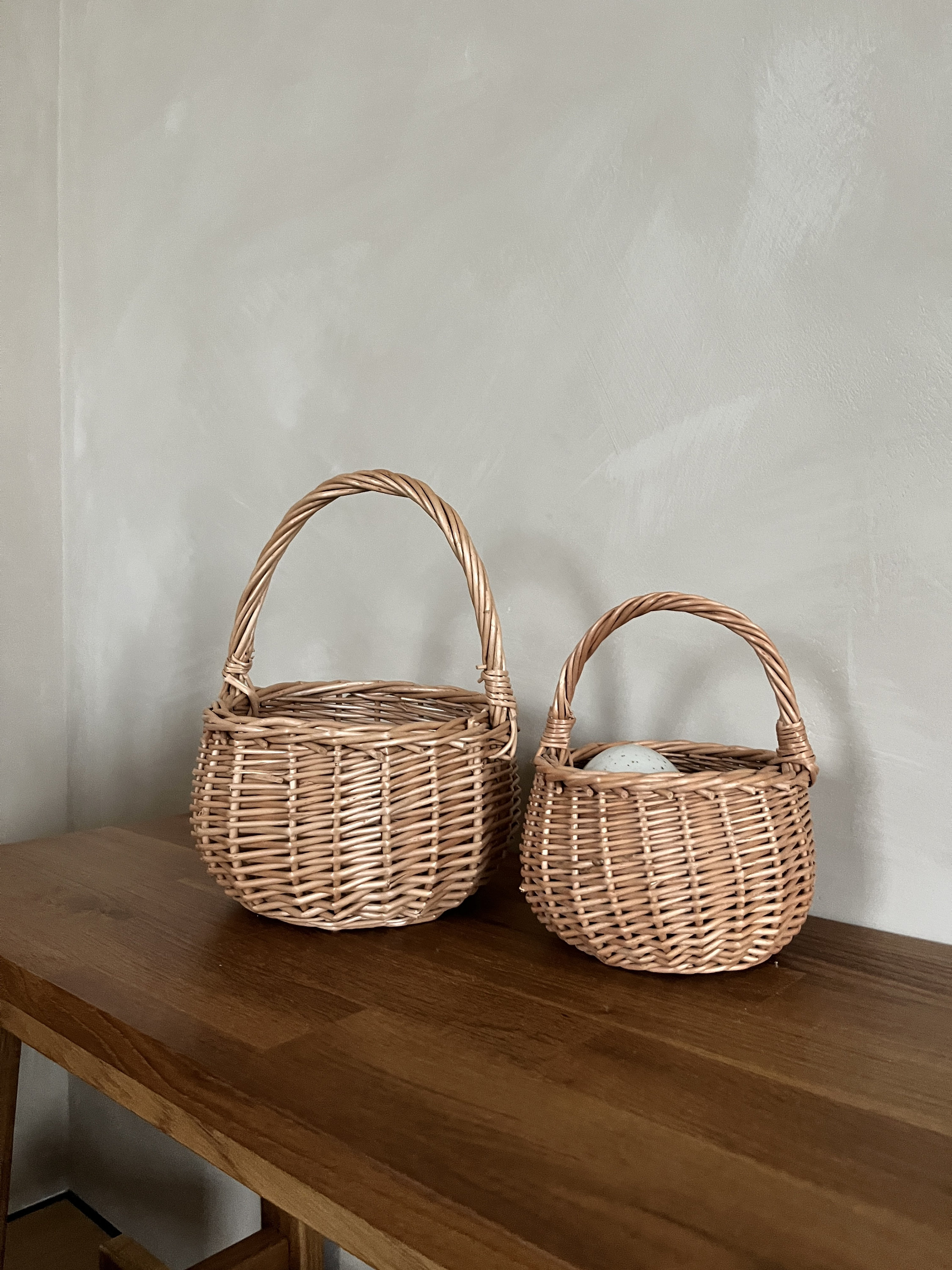 Geflochtener Weidenkorb Mit Henkel - Natur Osterkörbchen Für Kinder