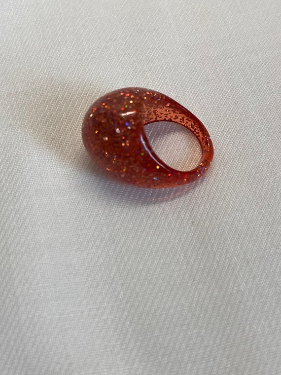 Vintage 60s Lucite Confetti Bubble Ring - image 2