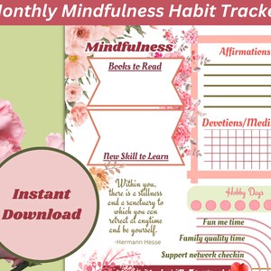 Monthly Mindfulness habit tracker