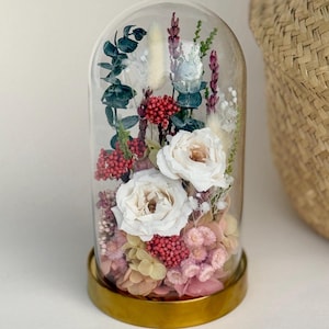 Konservierte Blumenglocke, ewiges Blumenarrangement unter einer Glaskuppel, Konservierte Blumen Tischdekoration / Geschenk für Mama
