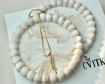 Handmade Marble-Effect Tray: Elegant Home Decor, Jewelry Dish