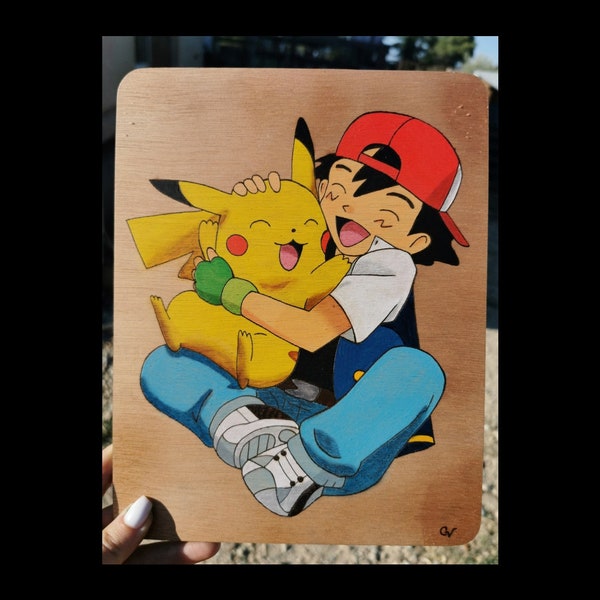 Tableau Sacha et Pikachu