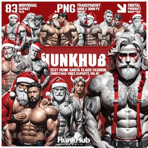 HunkHub, Sexy Hunk Weihnachtsmann Mode Weihnachten Vibes Vol.02 PNG Clipart für LGBTQ Gay, Planer, T-Shirt, Becher Tumbler, Aufkleber, Decor Art