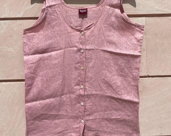 Natural Linen Tank Top for Women – Sleeveless Button Down Blouse – Summer Linen Shirt – Linen Lightweight Top Shirt – Soft Linen Clothing