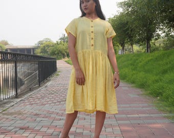 100% Linen Dress for Women, Linen Midi Dress, Women Linen dress, Soft Breathable Loose Casual Oversized Linen Dress, Custom Plus size Dress